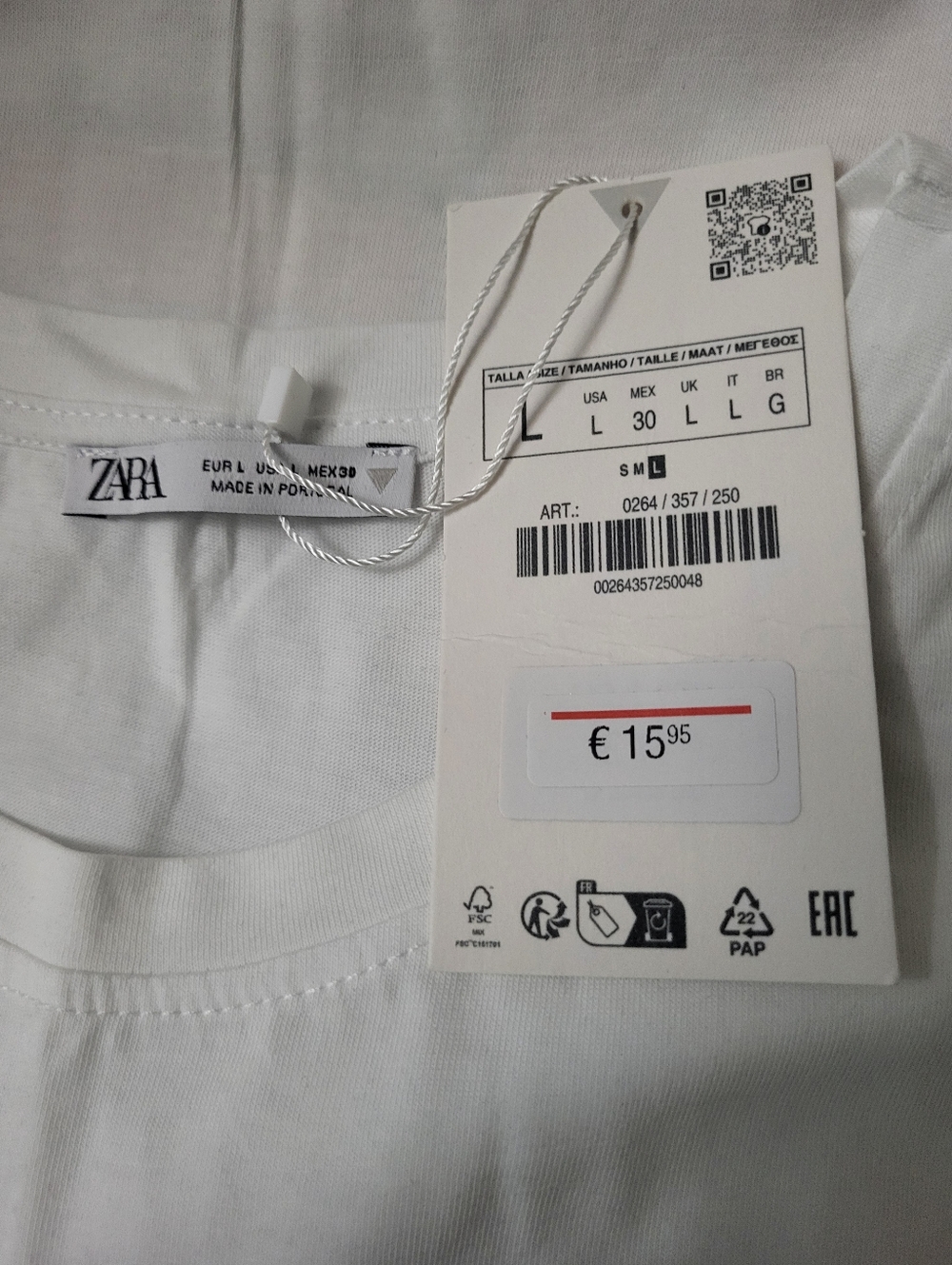 ZARA White Graphic Summer Illustration Tee - Blue Puff Sleeve Pink Accent Large - Picture 3 of 5